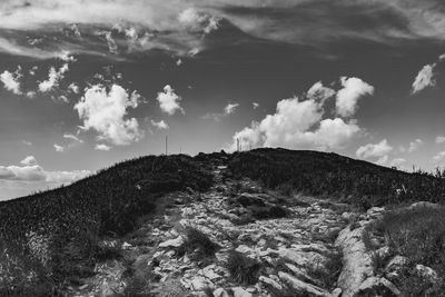 Scenic view of rocky mountains against sky