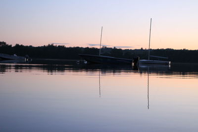 Scenic view of calm lake at sunset