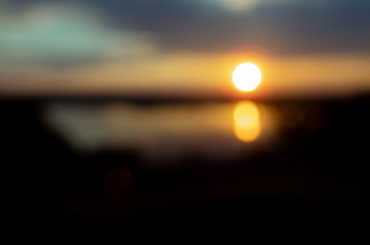 DEFOCUSED IMAGE OF SUN AT SUNSET