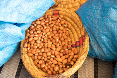 High angle view of bread in bowl