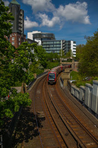Railroad tracks in city