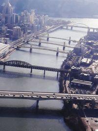 High angle view of bridge over river in city