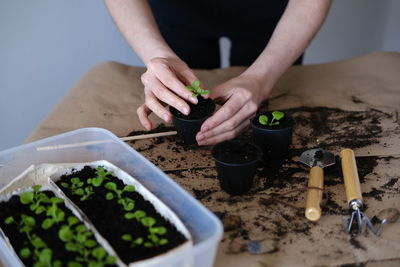 Midsection of man preparing food