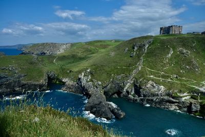 Scenic view of sea against cloudy sky