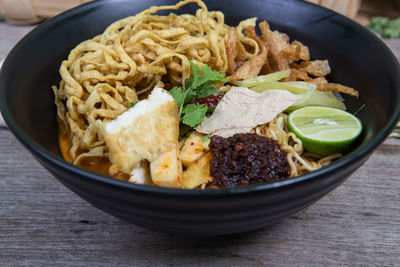 Close-up of food in bowl on table