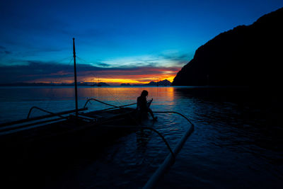 A boat at the sunset in el nido, philippines