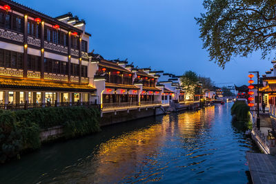 View of illuminated city at night