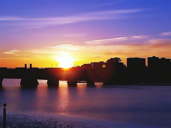 Scenic view of river at sunset