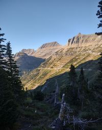 Scenic view of mountains against clear sky
