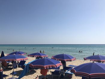 Panoramic view of beach against clear sky