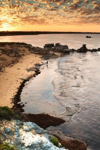 Scenic view of beach during sunset