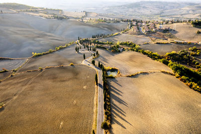 High angle view of road amidst landscape