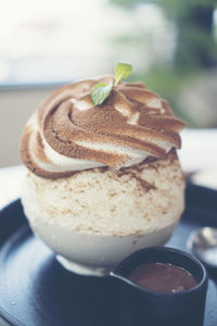 Close-up of dessert on table