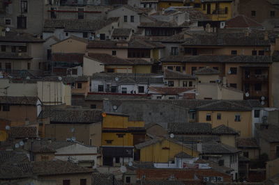 High angle view of buildings in town