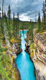 High angle view of river amidst rock formation