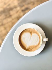 High angle view of coffee on table