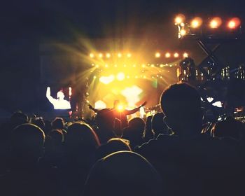 High angle view of people in concert