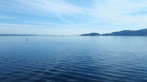 Scenic view of sea against blue sky