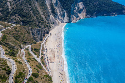 High angle view of beach