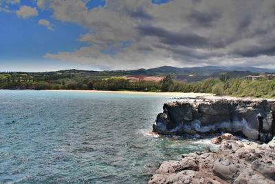 Scenic view of lake against sky