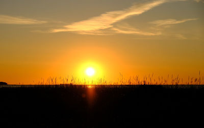 Silhouette landscape against sky during sunset