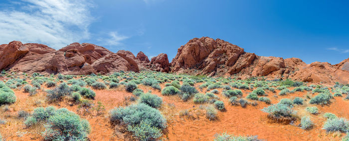 Scenic view of rock formations against sky