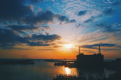 Scenic view of sunset over sea