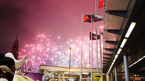 Panoramic view of city at night