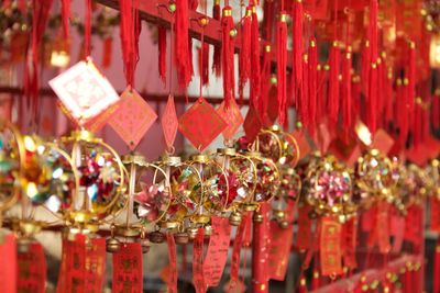 Close-up of red lanterns