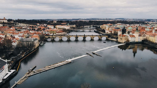 High angle view of bridge over river