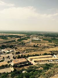 High angle view of cityscape against sky