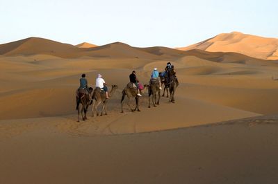 People riding horse in desert