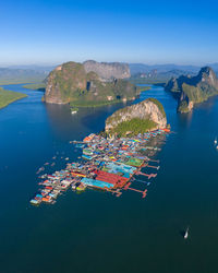 High angle view of sea against sky