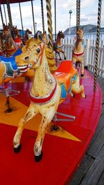 Close-up of carousel in amusement park