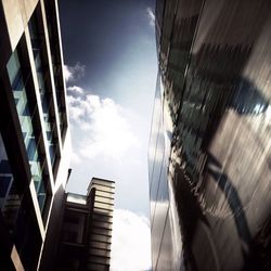 Low angle view of modern building against sky