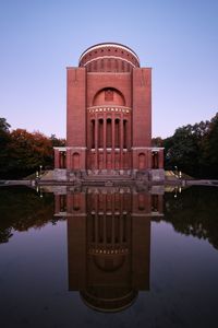 Reflection of building in lake