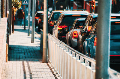 High angle view of cars on street