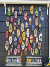 Full frame shot of multi colored netherlands wooden shoes