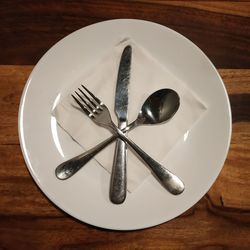 High angle view of ice cream on plate
