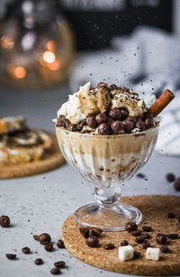 Close-up of dessert on table