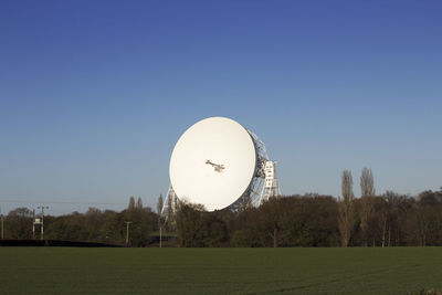 Scenic view of field against clear blue sky