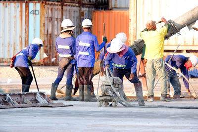 People working at construction site