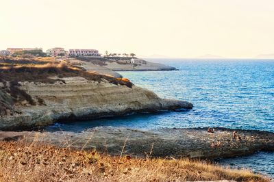 Scenic view of sea against clear sky