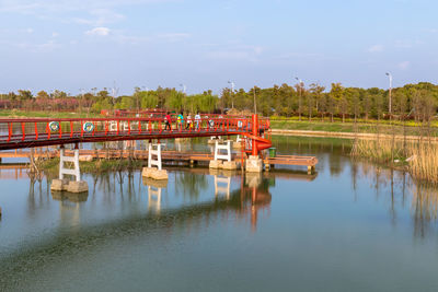 Scenic view of lake against sky