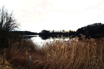 Scenic view of lake against sky