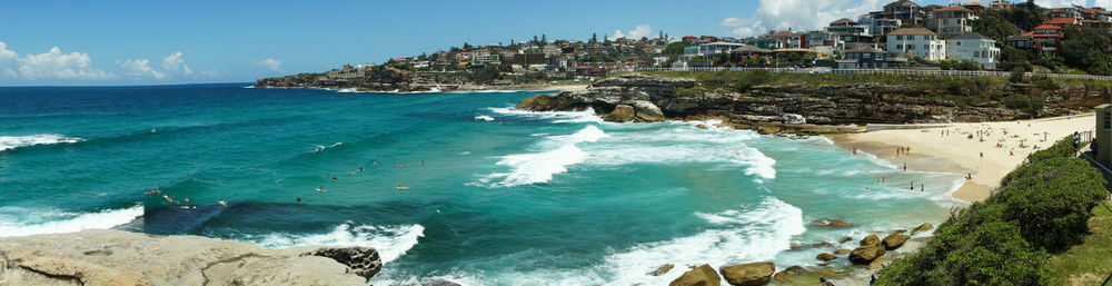 Scenic view of sea against clear sky