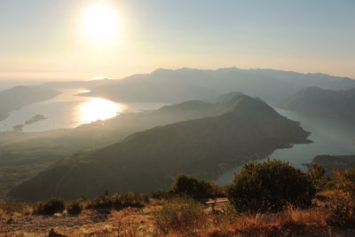 Scenic view of mountains against clear sky