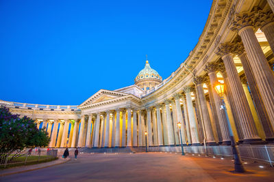 View of historical building against clear blue sky