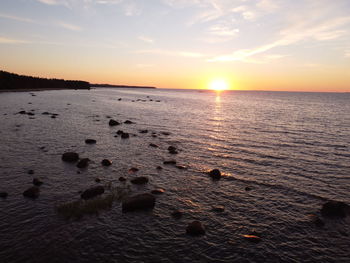 Scenic view of sea against sky during sunset