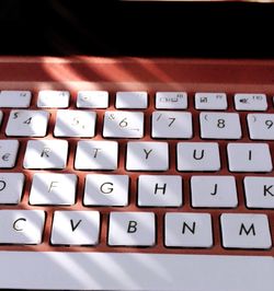 High angle view of computer keyboard